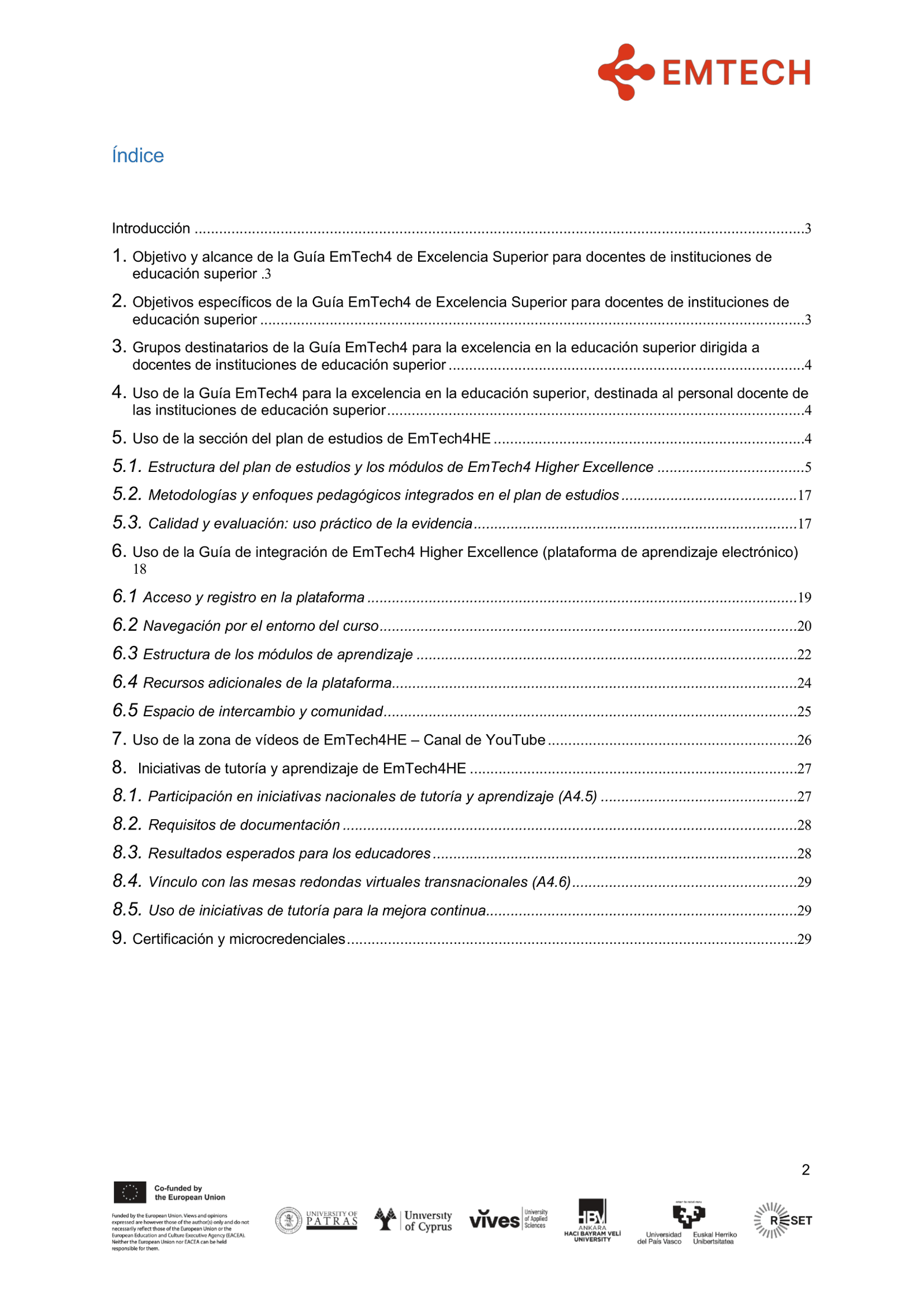EMTECH4HIGHER EXCELLENCE GUIDE FOR HE EDUCATORS FINAL es-ES-02