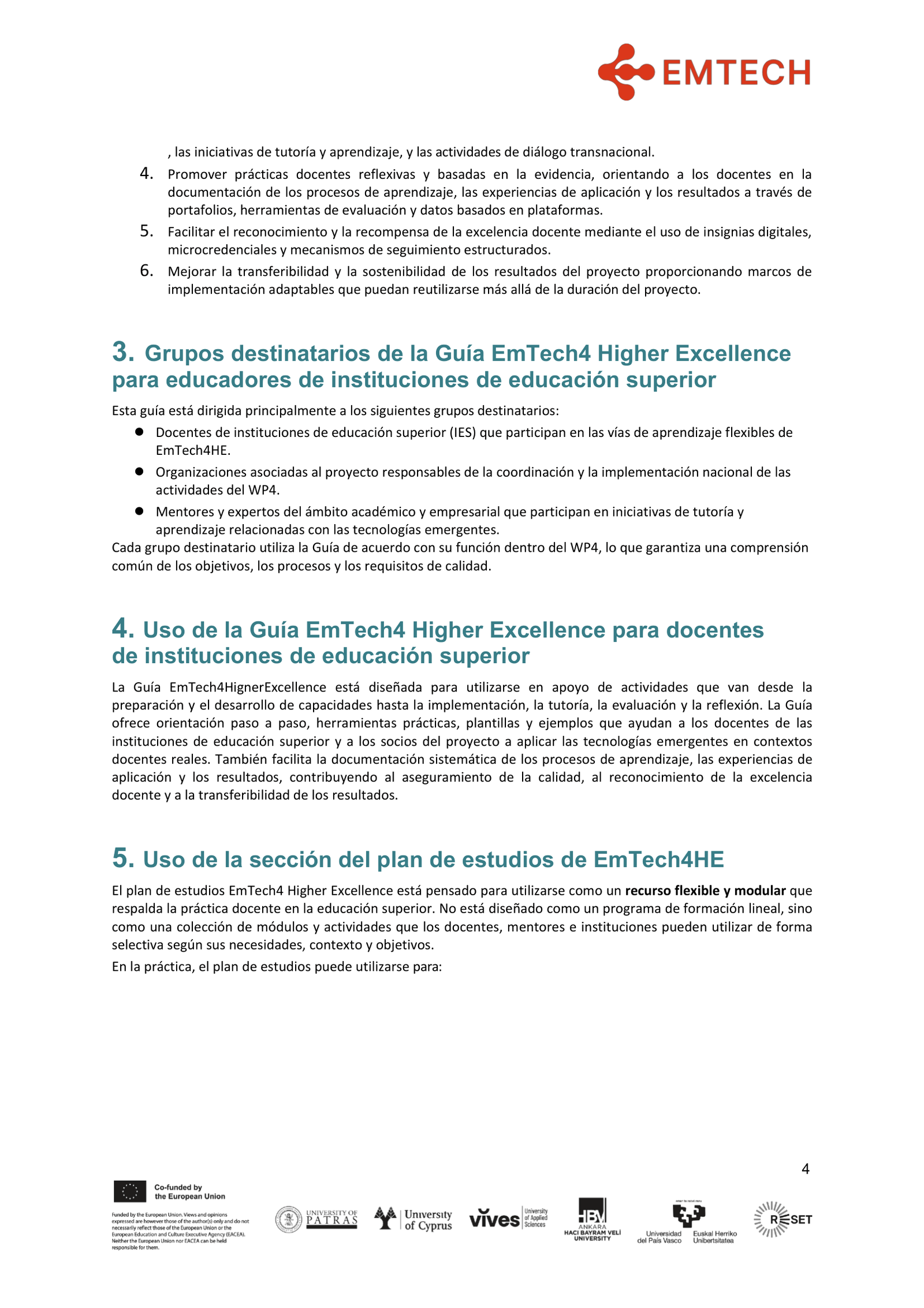EMTECH4HIGHER EXCELLENCE GUIDE FOR HE EDUCATORS FINAL es-ES-04