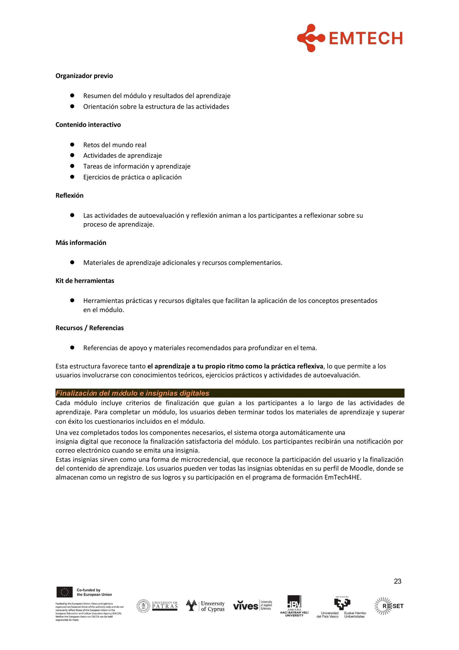 EMTECH4HIGHER EXCELLENCE GUIDE FOR HE EDUCATORS FINAL es-ES-23